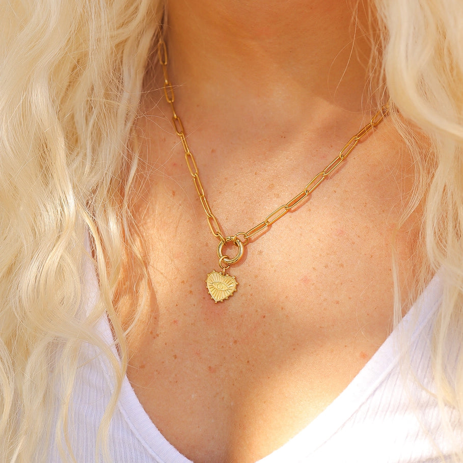 gold plated jewelry - paperclip necklace with stainless steel jewelry features