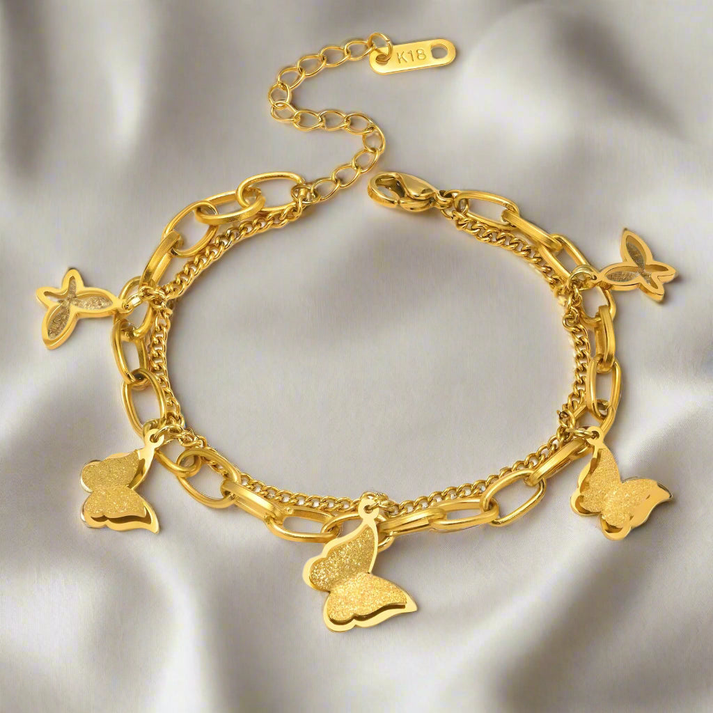 dvassa butterfly gold plated charm bracelet