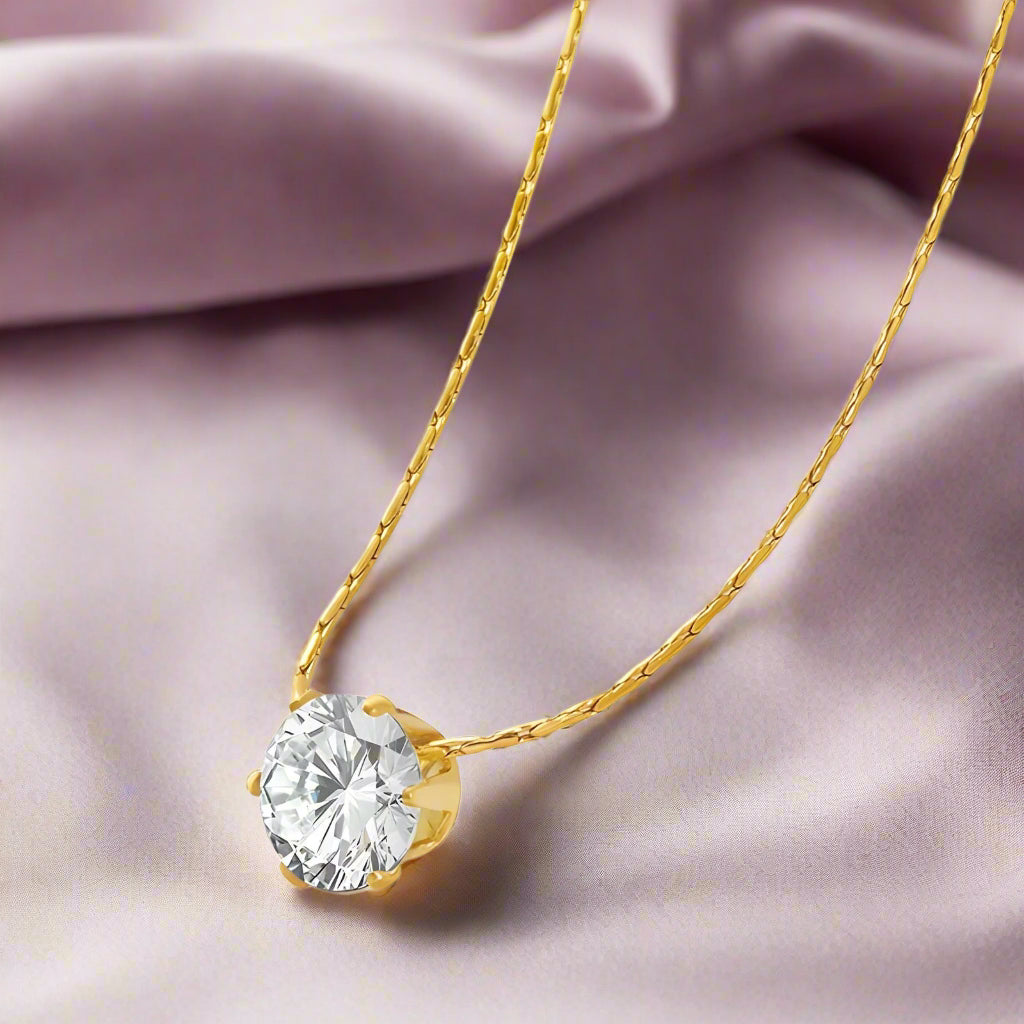 Gold plated necklace with a zirconia gemstone