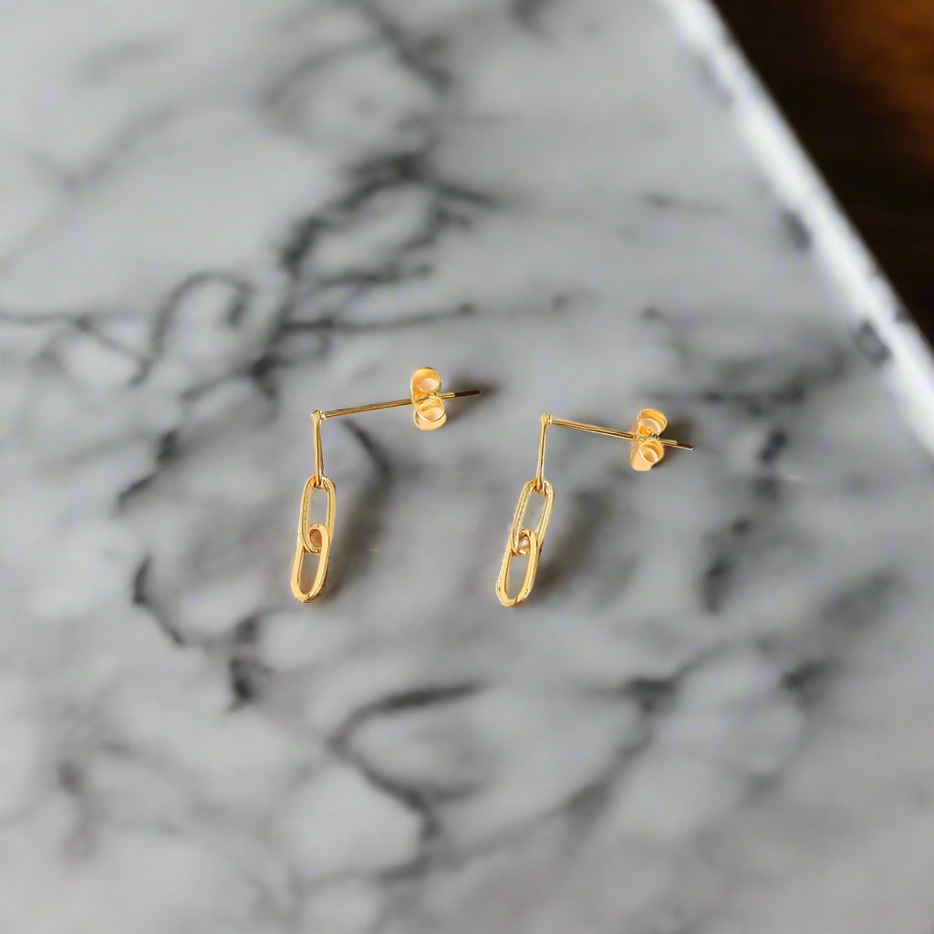 gold plated jewelry- paperclip earrings