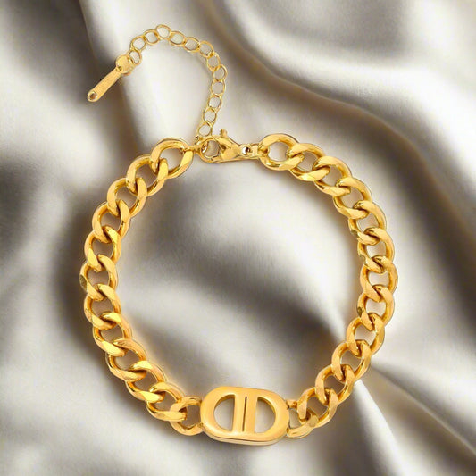 Durable stainless steel gold-plated bracelet, sweatproof and tarnish-resistant