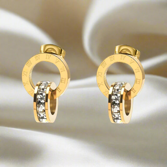 18k gold-plated earrings with cubic zirconia stones