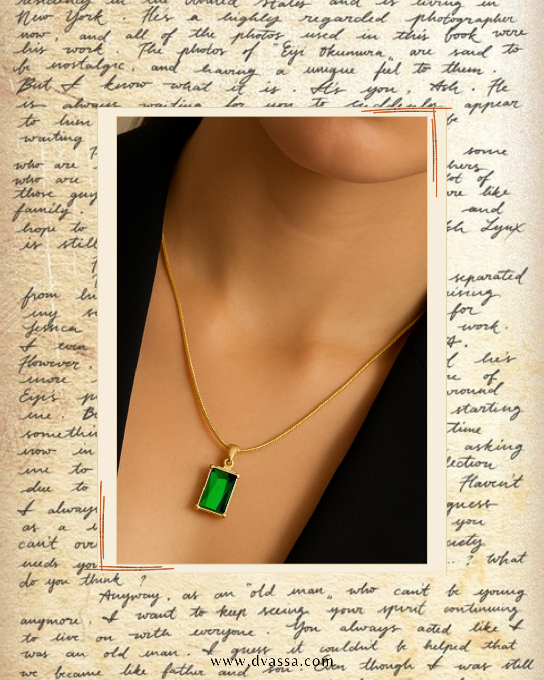 Emerald Glow Herringbone Necklace