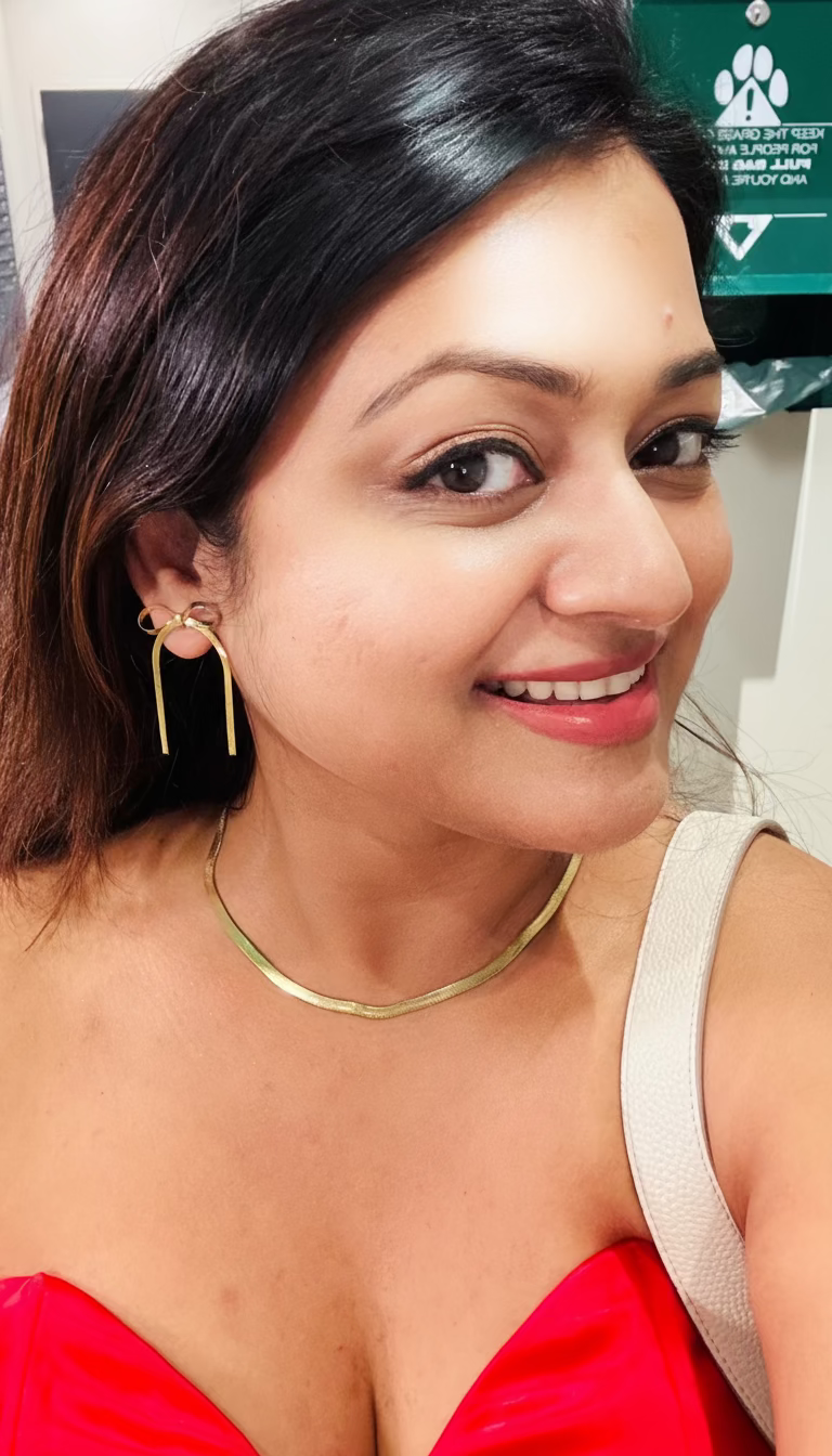 Woman wearing gold plated earrings made with snake chain and bow shape design