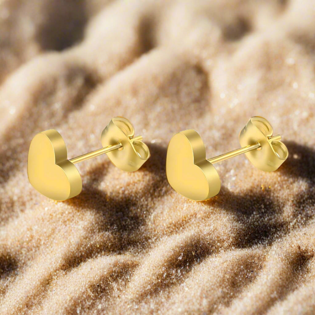 Gold-plated earrings perfect for exercising and sunbathing, no tarnish"