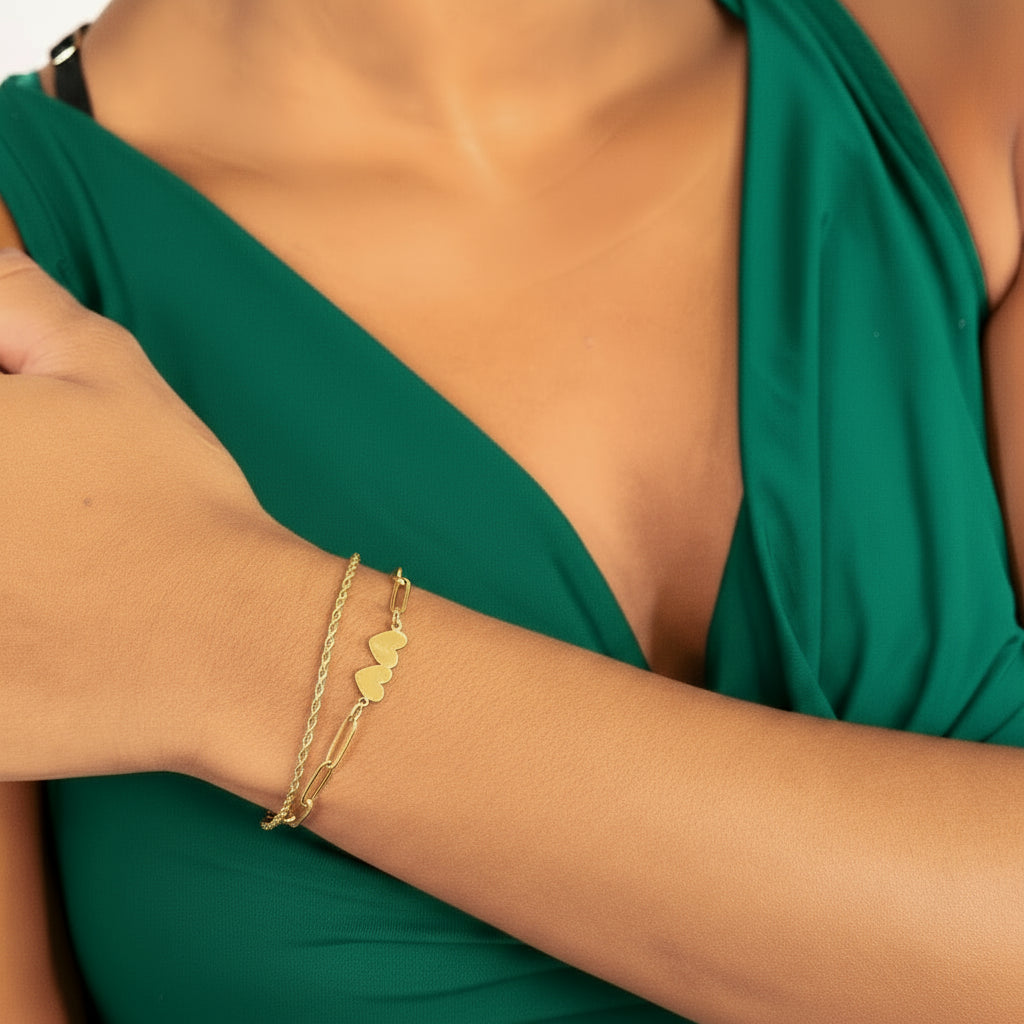 Twin Hearts Link Bracelet - Dvassa