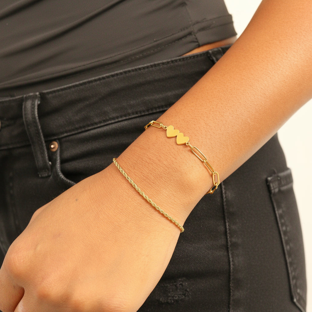Twin Hearts Link Bracelet - Dvassa