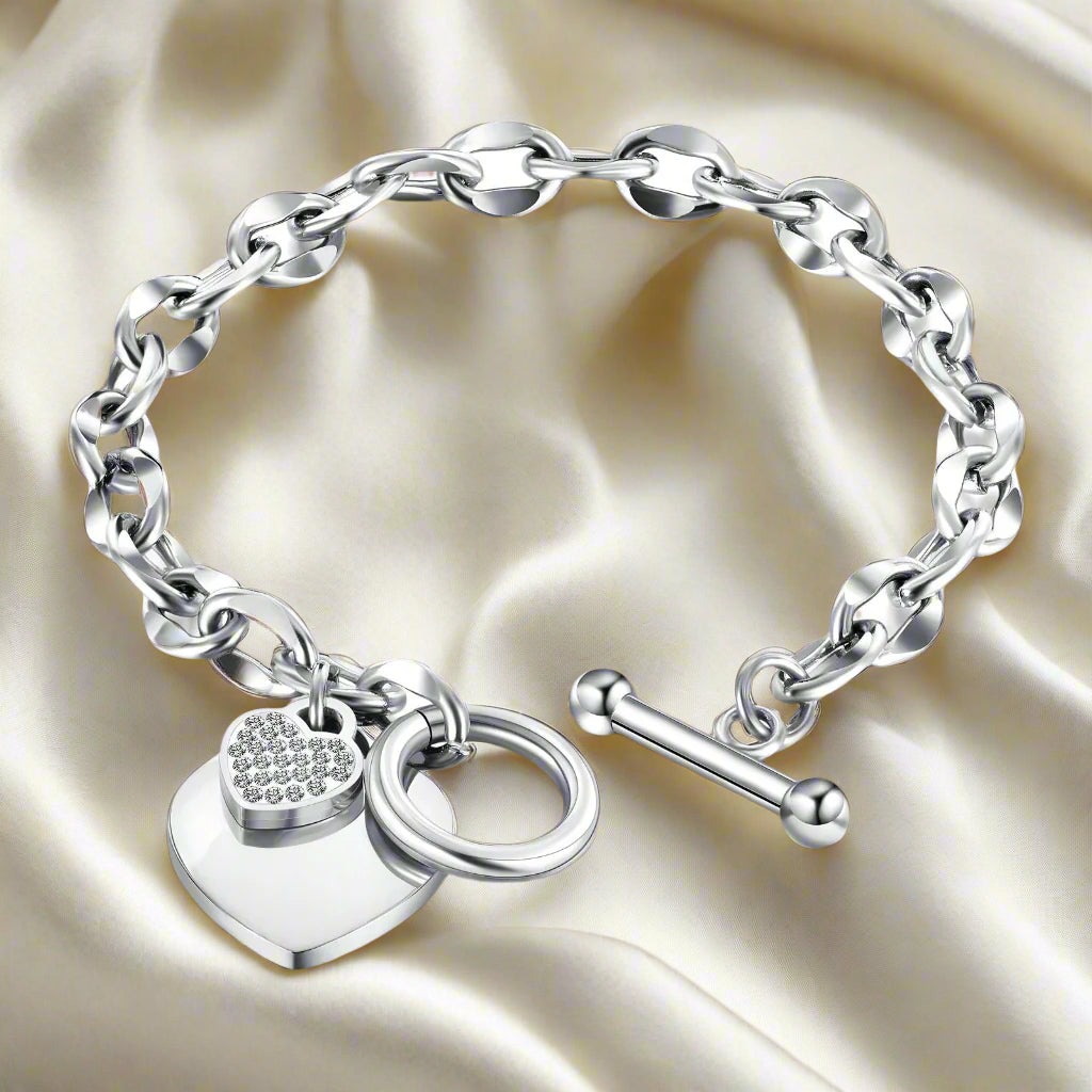 Premium quality Stainless steel heart charming bracelet 